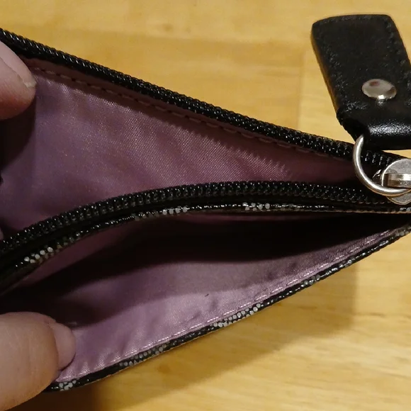 Coach Black and Silver Patterned Coin Pouch EUC - Picture 4 of 5